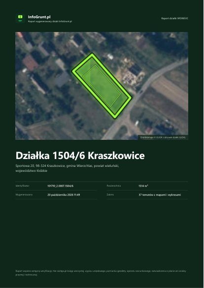 Okładka PDF raportu działki